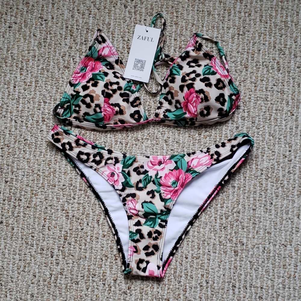 Leopard and Rose Bikini